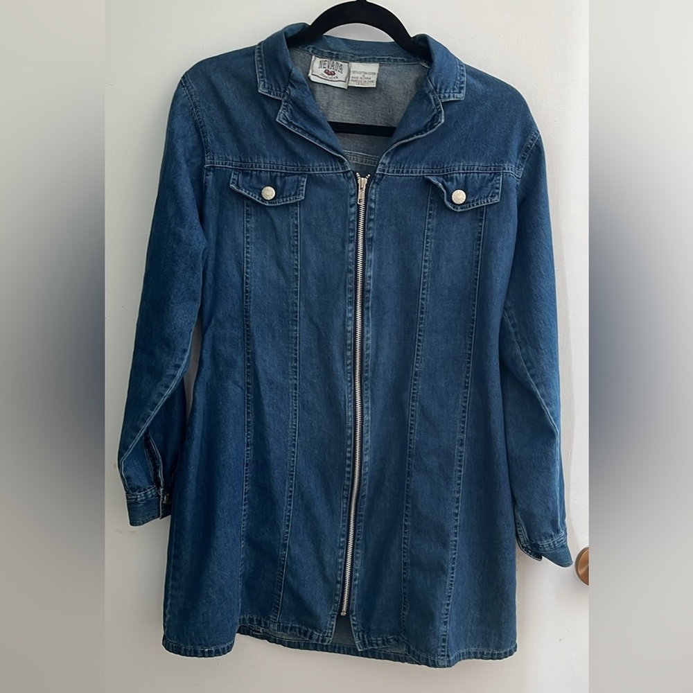 Vintage Nevada Jeanswear zipper Jean shirt dress size 12